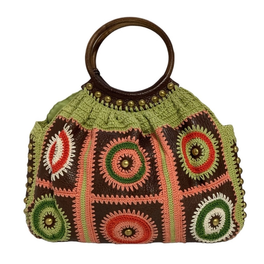 Isabella Fiore Multi-Colour Set in Stone Jewelled Crocheted Hobo. Handbag. NWOT